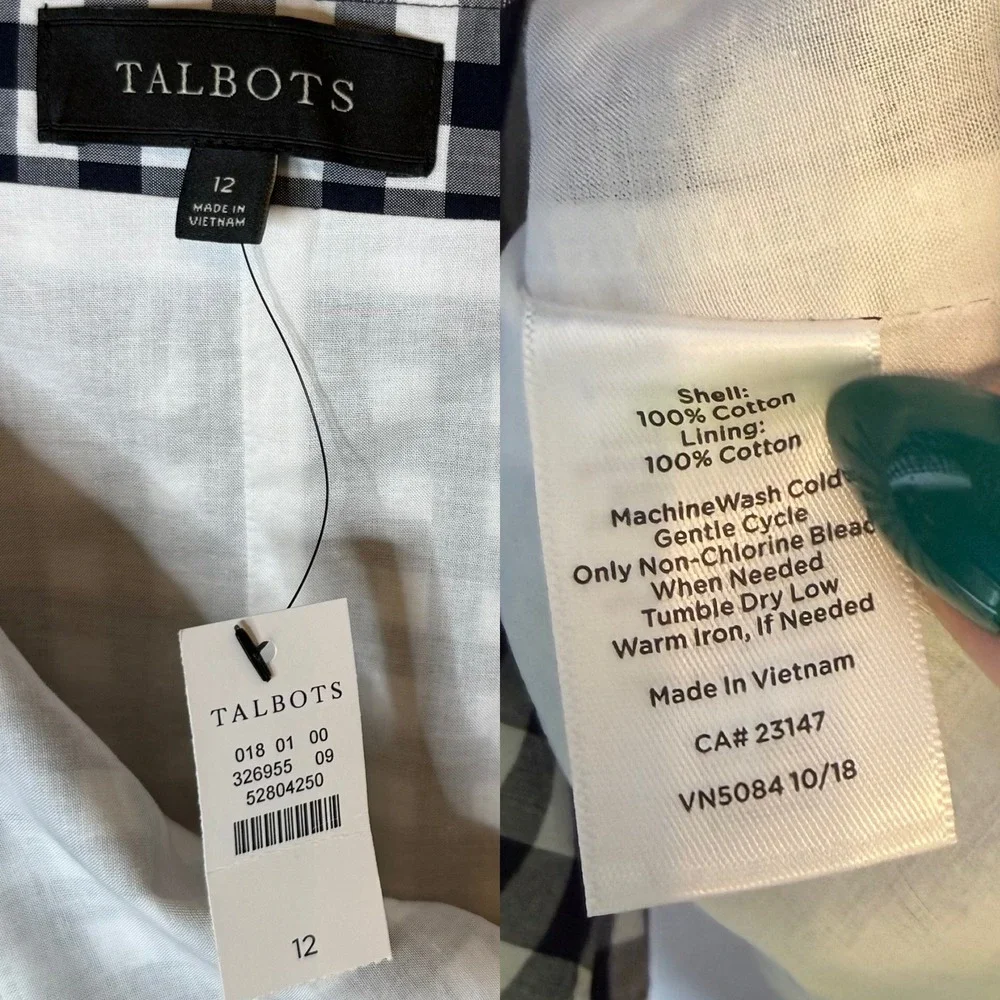 Talbots Gingham Ruffle Midi Skirt Black White NEW size 12 - Picture 8 of 8